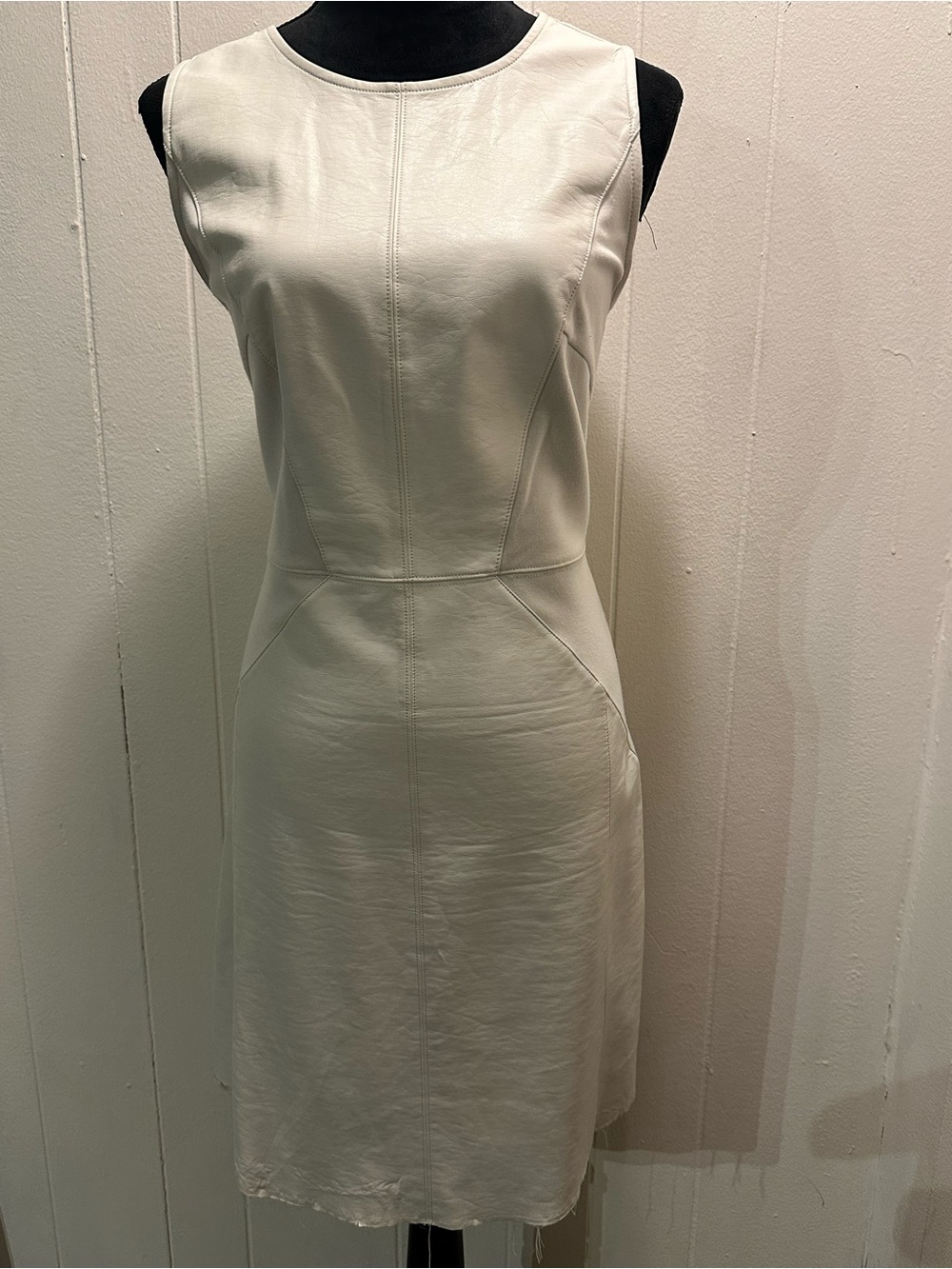 Sleeveless cream non-leather Sheath Dress